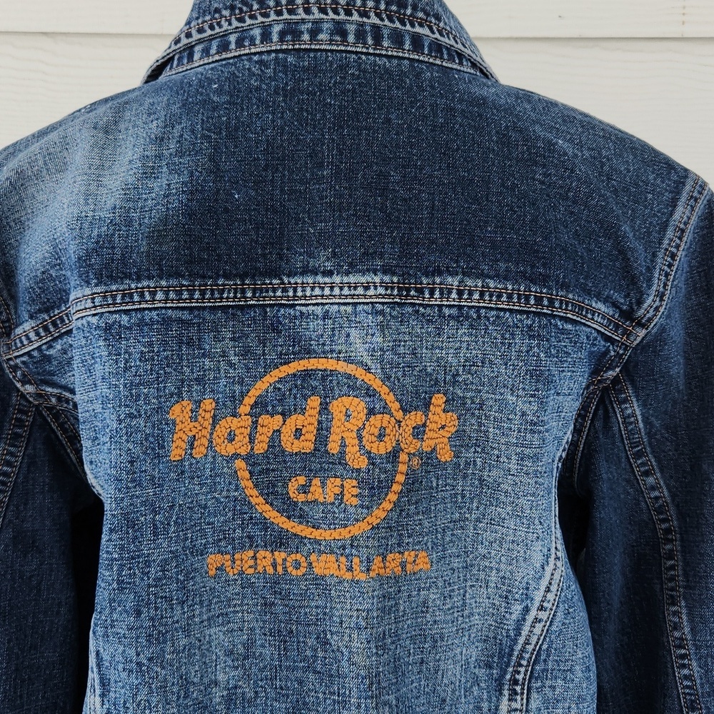VTG Hard Rock Café Puerto Vallarta Collectible Distressed Jean Jacket (L) - Picture 5 of 11